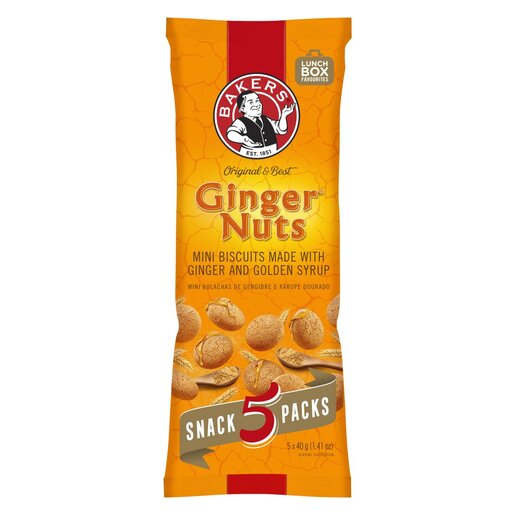 Bakers - Ginger Nuts Mini-Kekse Multipack (5 x 40 g)