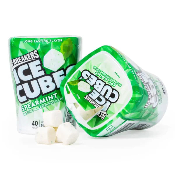 Ice Breakers - Ice Cubes Spearmint Sugar Free Chewing Gum Bottles, 40 Pieces
