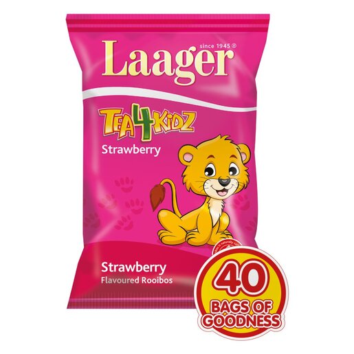 Laager - Tea4Kidz Strawberry Flavoured Rooibos Tagless Tea bags 40 Pack